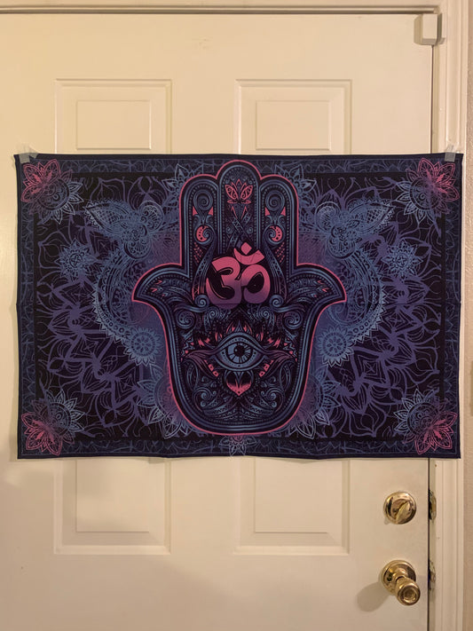 Purple Hamsa Tapestry 36” x 24”